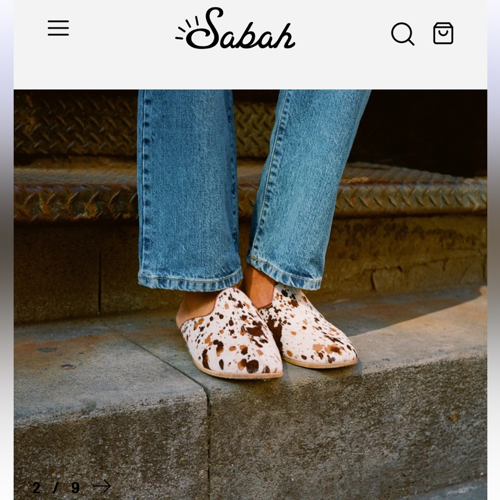 Sabah Brown and White Calf Hair Leather Mules